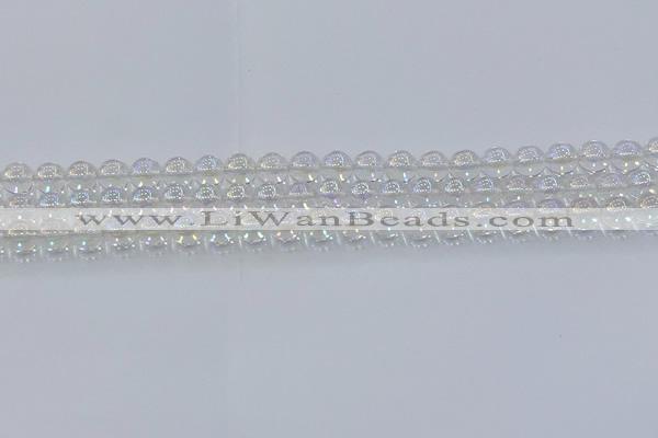 CNC570 15.5 inches 6mm round plated natural white crystal beads