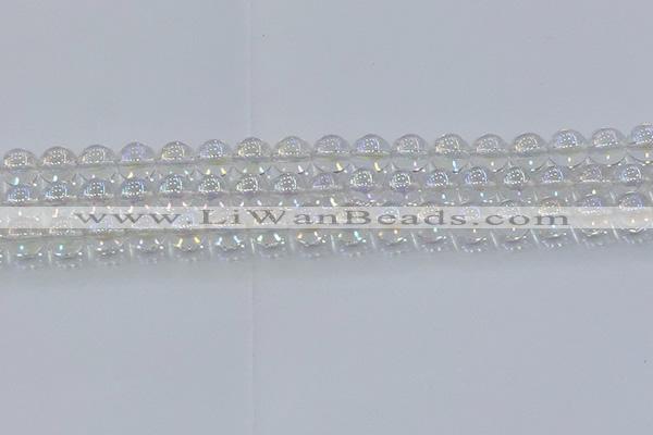 CNC572 15.5 inches 10mm round plated natural white crystal beads