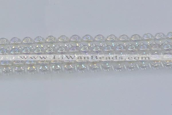 CNC573 15.5 inches 12mm round plated natural white crystal beads