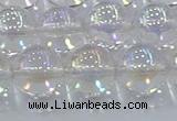 CNC574 15.5 inches 14mm round plated natural white crystal beads