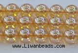 CNC576 15.5 inches 6mm round plated natural white crystal beads