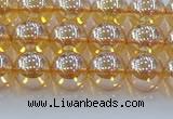 CNC577 15.5 inches 8mm round plated natural white crystal beads