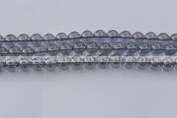 CNC598 15.5 inches 14mm round plated natural white crystal beads