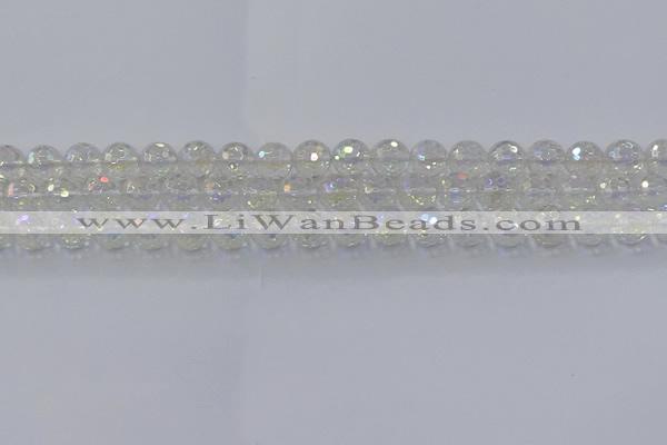 CNC602 15.5 inches 8mm faceted round plated natural white crystal beads