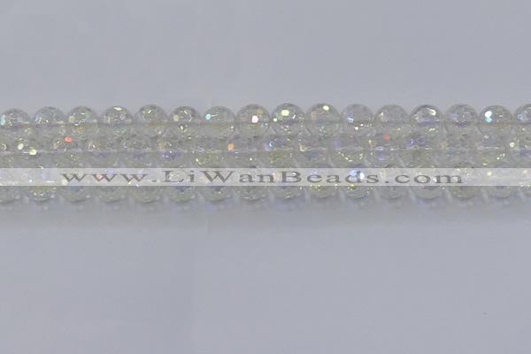 CNC603 15.5 inches 10mm faceted round plated natural white crystal beads