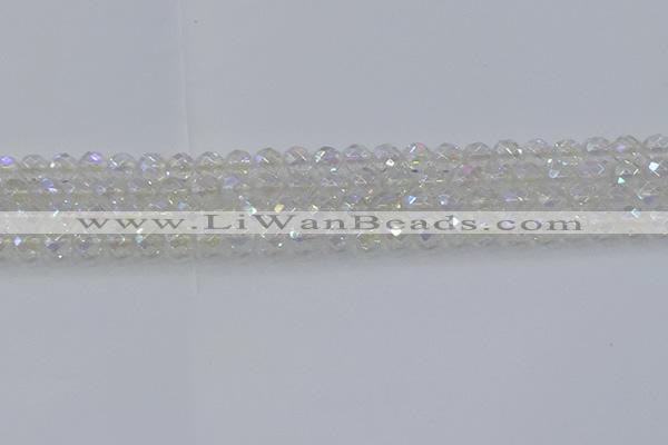 CNC608 15.5 inches 6mm faceted round plated natural white crystal beads