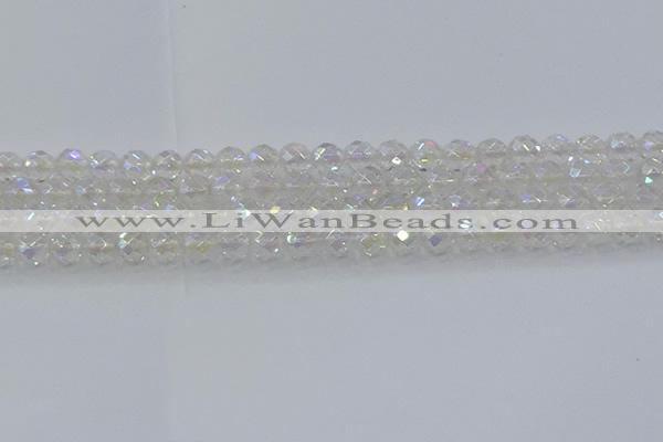 CNC609 15.5 inches 8mm faceted round plated natural white crystal beads