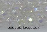 CNC611 15.5 inches 12mm faceted round plated natural white crystal beads