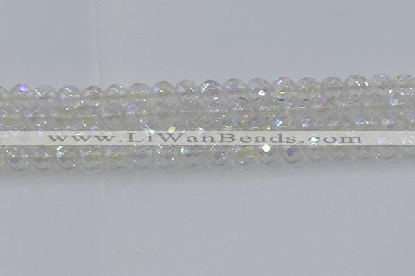 CNC611 15.5 inches 12mm faceted round plated natural white crystal beads