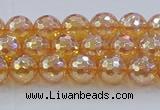 CNC614 15.5 inches 6mm faceted round plated natural white crystal beads