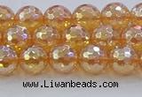 CNC615 15.5 inches 8mm faceted round plated natural white crystal beads