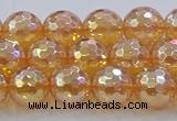 CNC616 15.5 inches 10mm faceted round plated natural white crystal beads