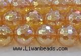 CNC617 15.5 inches 12mm faceted round plated natural white crystal beads