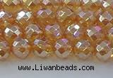 CNC620 15.5 inches 6mm faceted round plated natural white crystal beads