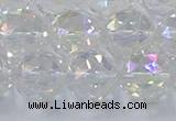 CNC649 15.5 inches 14mm faceted round plated natural white crystal beads