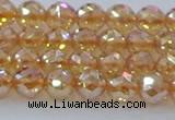 CNC651 15.5 inches 6mm faceted round plated natural white crystal beads