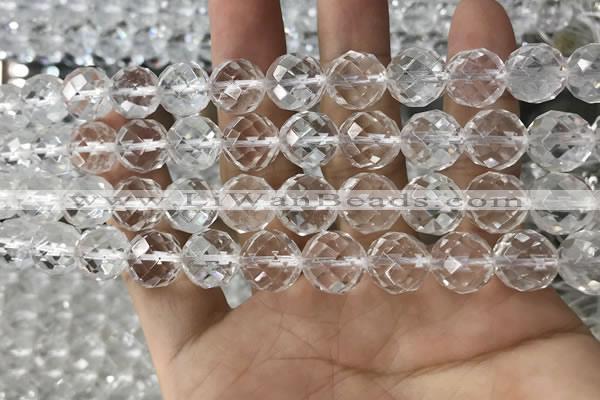 CNC706 15.5 inches 14mm faceted round white crystal beads