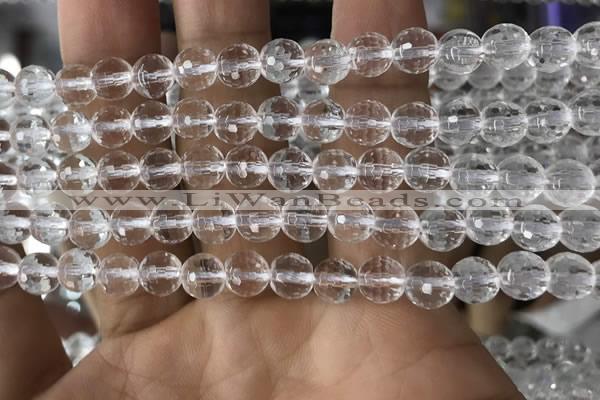 CNC712 15.5 inches 6mm faceted round white crystal beads