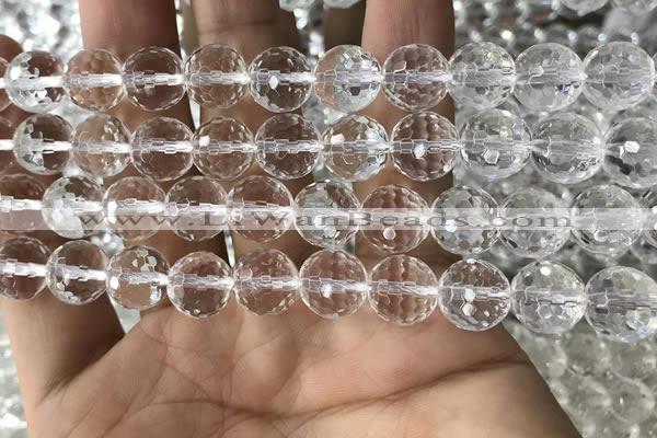 CNC715 15.5 inches 12mm faceted round white crystal beads