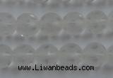 CNC82 15.5 inches 8mm carved round matte white crystal beads