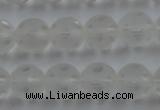 CNC83 15.5 inches 10mm carved round matte white crystal beads