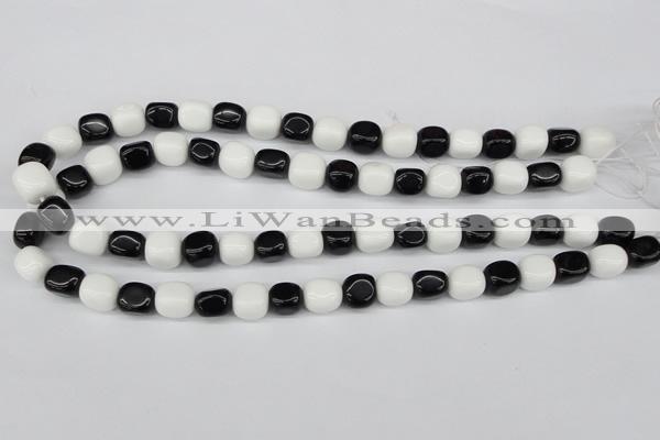 CNG02 15.5 inches 9*12mm nuggets black & white agate beads