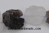 CNG1007 15.5 inches 15*25mm - 25*30mm nuggets white & smoky quartz beads