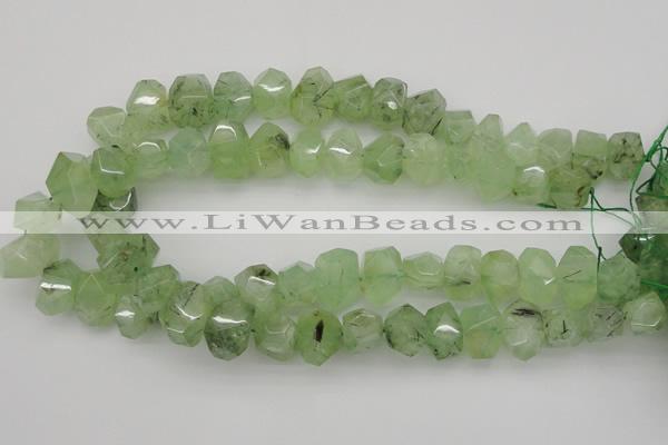 CNG1022 10*14mm - 15*20mm faceted nuggets green rutilated quartz beads