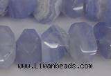 CNG1037 12*16mm - 15*20mm faceted nuggets blue lace agate beads