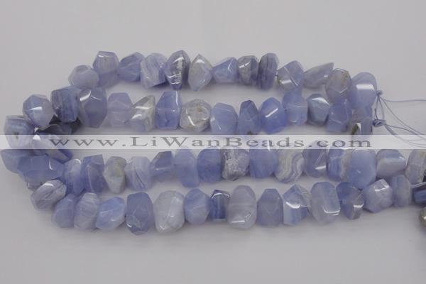 CNG1037 12*16mm - 15*20mm faceted nuggets blue lace agate beads