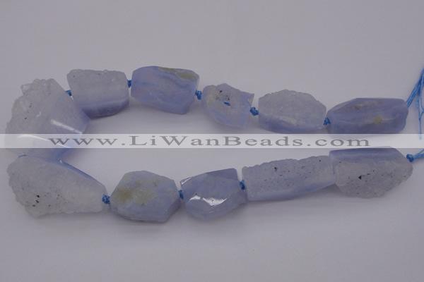 CNG1075 15.5 inches 20*30mm - 30*40mm nuggets blue chalcedony  beads