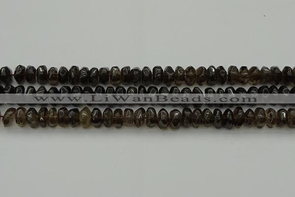 CNG1181 15.5 inches 6*14mm - 8*14mm nuggets smoky quartz beads