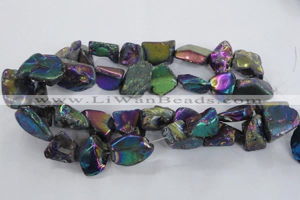 CNG1325 15.5 inches 15*20mm - 22*30mm nuggets plated quartz beads