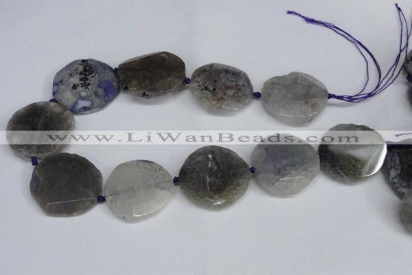 CNG1410 15.5 inches 30*35mm - 35*38mm faceted freeform agate beads