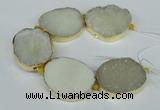 CNG1497 8 inches 30*35mm - 35*45mm freeform agate beads with brass setting