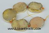 CNG1498 8 inches 30*35mm - 35*45mm freeform agate beads with brass setting