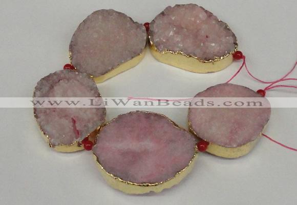 CNG1499 8 inches 30*35mm - 35*45mm freeform agate beads with brass setting