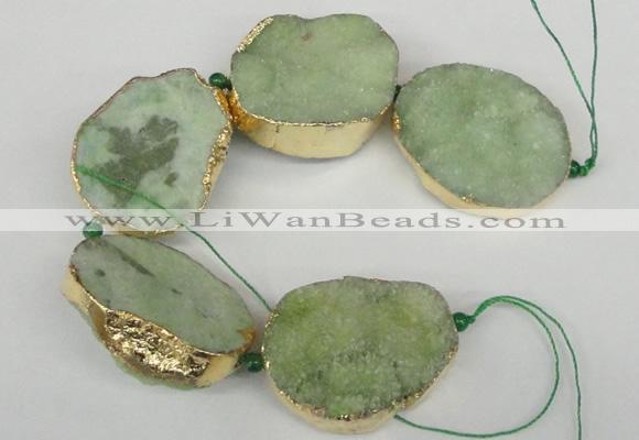 CNG1500 8 inches 30*35mm - 35*45mm freeform agate beads with brass setting