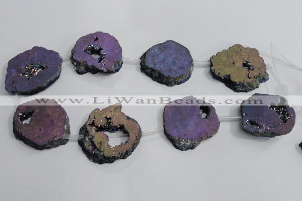 CNG1563 30*40mm - 40*50mm freeform plated druzy agate beads