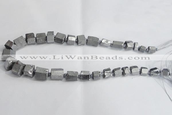 CNG1590 15.5 inches 8*12mm - 12*20mm nuggets plated quartz beads