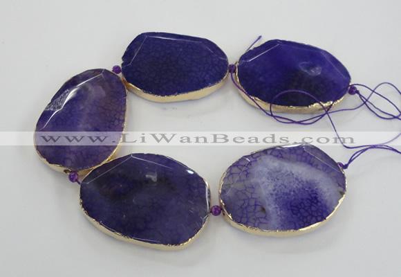 CNG1610 7.5 inches 40*55mm freeform agate beads with brass setting