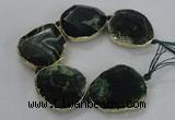 CNG1626 8 inches 40*45mm - 45*50mm freeform agate beads with brass setting