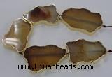 CNG1650 8 inches 35*50mm - 45*65mm freeform agate beads with brass setting