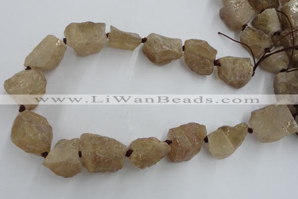 CNG1805 15.5 inches 15*20mm - 20*25mm nuggets plated rose quartz beads