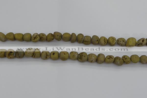 CNG2011 15.5 inches 8*10mm - 10*14mm nuggets plated druzy agate beads