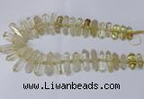 CNG2150 15.5 inches 8*25mm - 10*40mm faceted nuggets lemon quartz beads