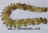 CNG2153 15.5 inches 8*25mm - 10*40mm faceted nuggets lemon quartz beads