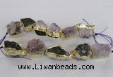 CNG2156 7.5 inches 18*25mm - 22*30mm nuggets druzy amethyst beads