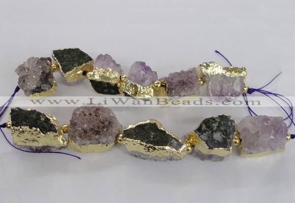 CNG2156 7.5 inches 18*25mm - 22*30mm nuggets druzy amethyst beads