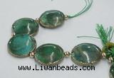 CNG2192 7.5 inches 30mm flat round agate beads with brass setting